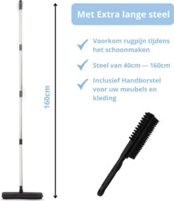 2 In 1 Rubberen Bezem – Bezem Binnen & Buiten – Vloerwisser Met Steel - Met Huisdierhaar Verwijderaar - Vloertrekker – Veger - Extra Lang 160cm -Merkloos Winkel 1039x1200