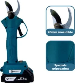 NovarGarden® Elektrische Snoeischaar NG1 - 2x Accu - Elektrisch - Takkenschaar - Op Batterij - 28mm -Merkloos Winkel 1089x1200