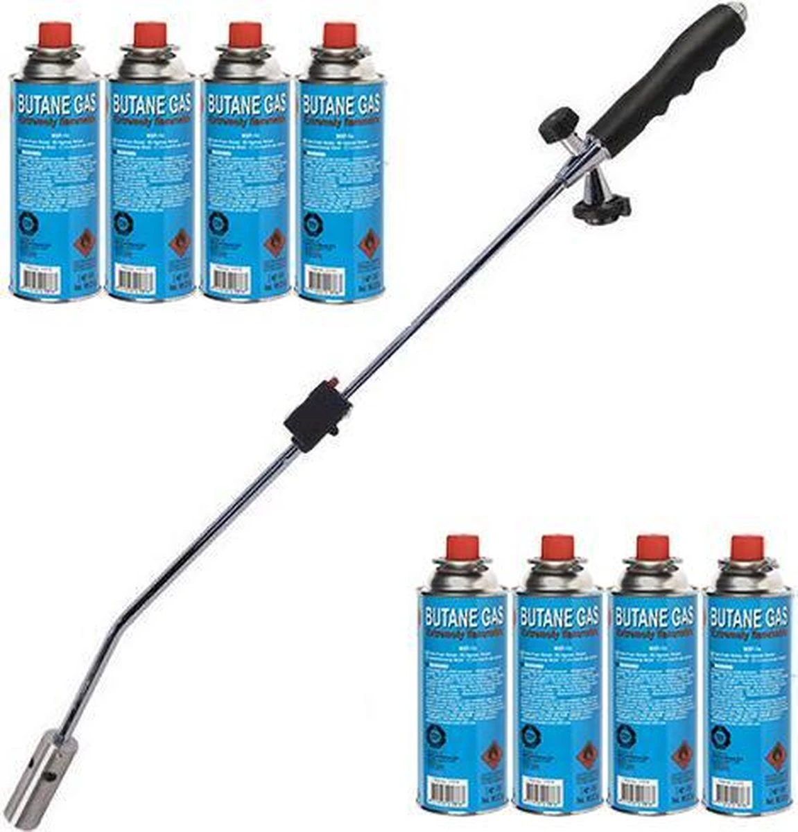 Onkruidbrander Set Met 8 Gasflessen 1 Onkruidbrander Set Met 8 Gasflessen
