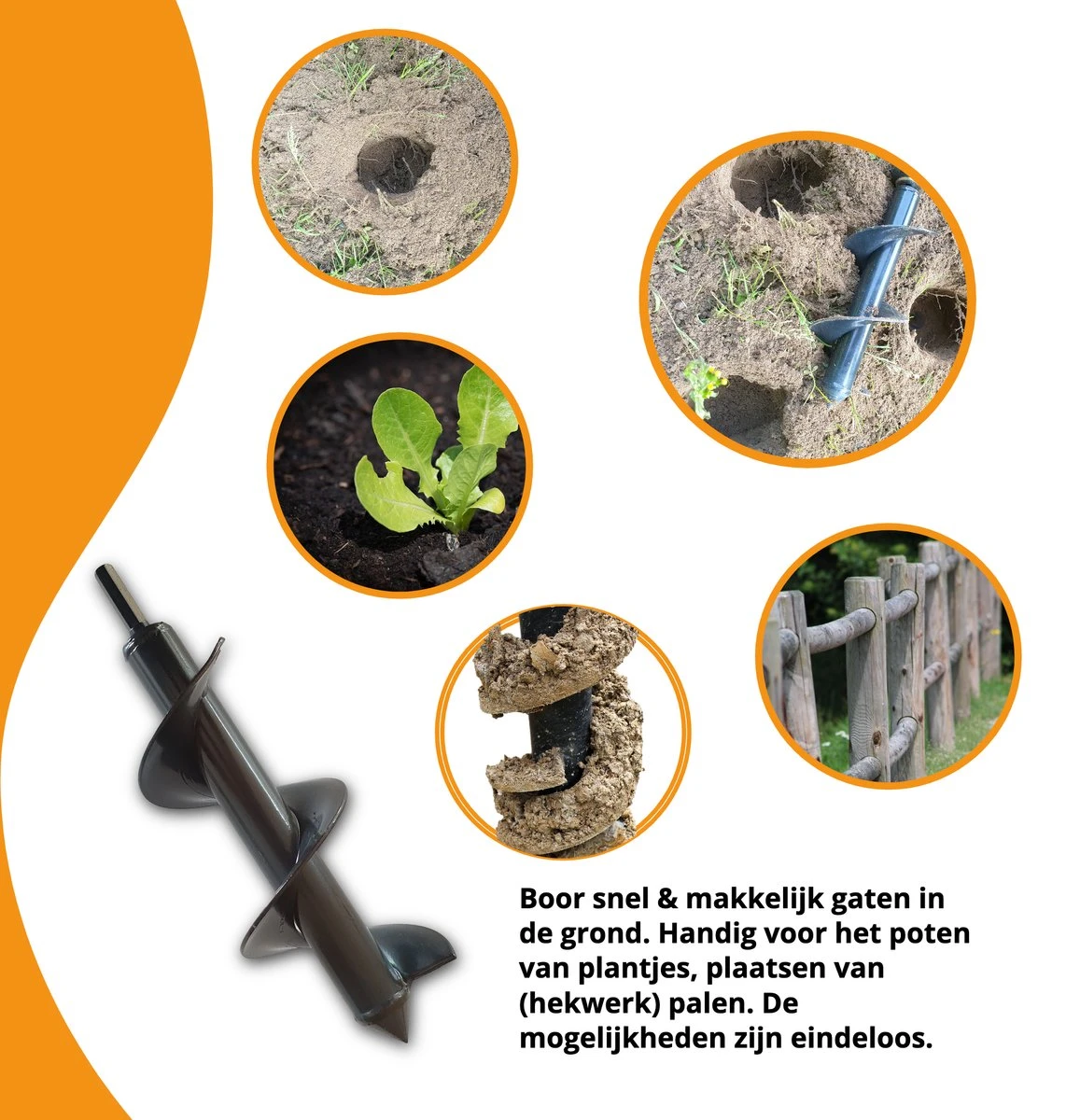 Grondboor Voor Boormachine - 8x25 Cm - Zwart 6 Grondboor Voor Boormachine - 8x25 Cm - Zwart - Afbeelding 6