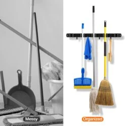 BOTC Bezemhouder - 5 Houders 6 Haken - Gereedschapshouder - Zeflklevend - Bezem Ophangsysteem - Ophanghaken - Tuingereedschap -Merkloos Winkel 1186x1200