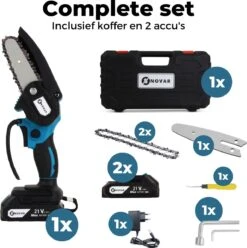 NovarGarden® Mini Kettingzaag NG1 - Met 2x Accu - Takkenzaag - Snoeizaag - Electrisch - Handzaag - Boomzaag - 21V -Merkloos Winkel 1193x1200 3