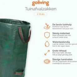 Goliving Tuinafvalzak - Set Van 2- Tuinafvalzakken Opvouwbaar - Tuinzak - Tuinafvalemmer - 2x 280 Liter - Groen -Merkloos Winkel 1195x1200 3