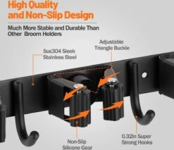 BOTC Bezemhouder - 5 Houders 6 Haken - Gereedschapshouder - Zeflklevend - Bezem Ophangsysteem - Ophanghaken - Tuingereedschap -Merkloos Winkel 1200x1034