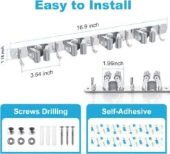 BOTC Bezemhouder - 5 Houders 6 Haken Bezem Ophangsysteem - Zeflklevend - Opbergsysteem - Ophanghaken - Tuingereedschap - Gereedschap Opbergen -Merkloos Winkel 1200x1084 1