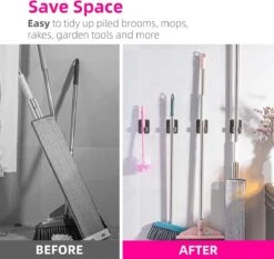 BOTC Bezemhouder - 4 Stuks - RVS - Bezem Ophangsysteem - Bezem Houder - Tuingereedschap - Zwart -Merkloos Winkel 1200x1134 2