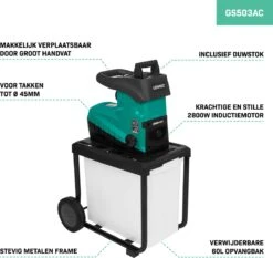 VONROC Stille Hakselaar/Shredder 2800W – Voor Takken Tot Ø45mm – Incl. 60L Opvangbak & Duwstok -Merkloos Winkel 1200x1134 4