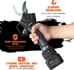 Reichlër® Elektrische Snoeischaar - 40 Mm Snijdiameter - 2x Accu - Anti-cut Functie - Heggenschaar - Takkenschaar - Zwart -Merkloos Winkel 1200x1145