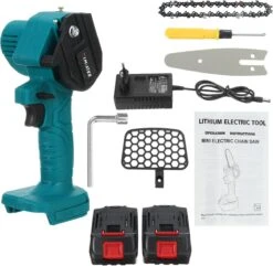 Merkloos Mini Accu Kettingzaag - 4 Inch Elektrische Boomzaag - Handkettingzaag - Met 2 Accu En 1 Oplader - Voor Tuinboom Ranch Bomen Snijden Hout- Blauw -Merkloos Winkel 1200x1170 4