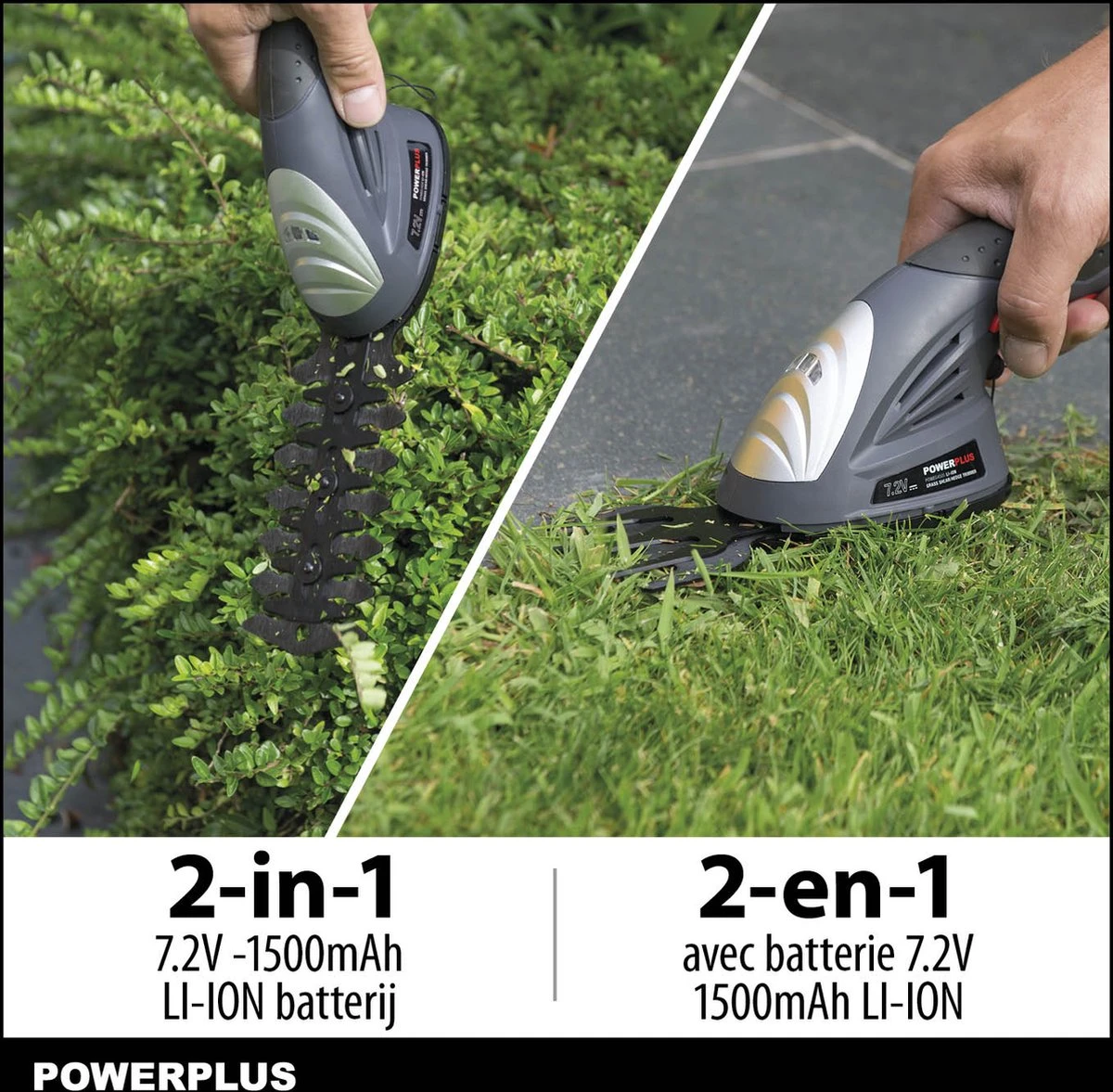 Powerplus POWEG4500 Gras-/Heggenschaar Accu - 7.2V - Snoeien En Knippen - Zwaardlengte 83/120mm - Mesafstand 8mm - Incl. 1,5Ah Accu En Lader - Haagschaar Voor Tuinonderhoud 3 Powerplus POWEG4500 Gras-/Heggenschaar Accu - 7.2V - Snoeien En Knippen - Zwaardlengte 83/120mm - Mesafstand 8mm - Incl. 1,5Ah Accu En Lader - Haagschaar Voor Tuinonderhoud - Afbeelding 3