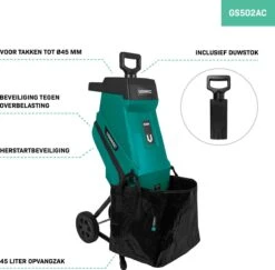VONROC Hakselaar/Shredder 2500W – Voor Takken Tot Ø45mm – Incl. 45L Opvangzak & Duwstok -Merkloos Winkel 1200x1179 14