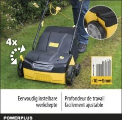 Powerplus POWXG7513 Elektrische Verticuteermachine - Mos Verwijderaar - 1400W - 320mm Maaibreedte - 45L Opvangbak - Incl. Gazonbeluchter/grasbeluchter -Merkloos Winkel 1200x1180