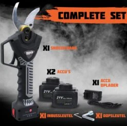 Reichlër® Elektrische Snoeischaar - 40 Mm Snijdiameter - 2x Accu - Anti-cut Functie - Heggenschaar - Takkenschaar - Zwart -Merkloos Winkel 1200x1195