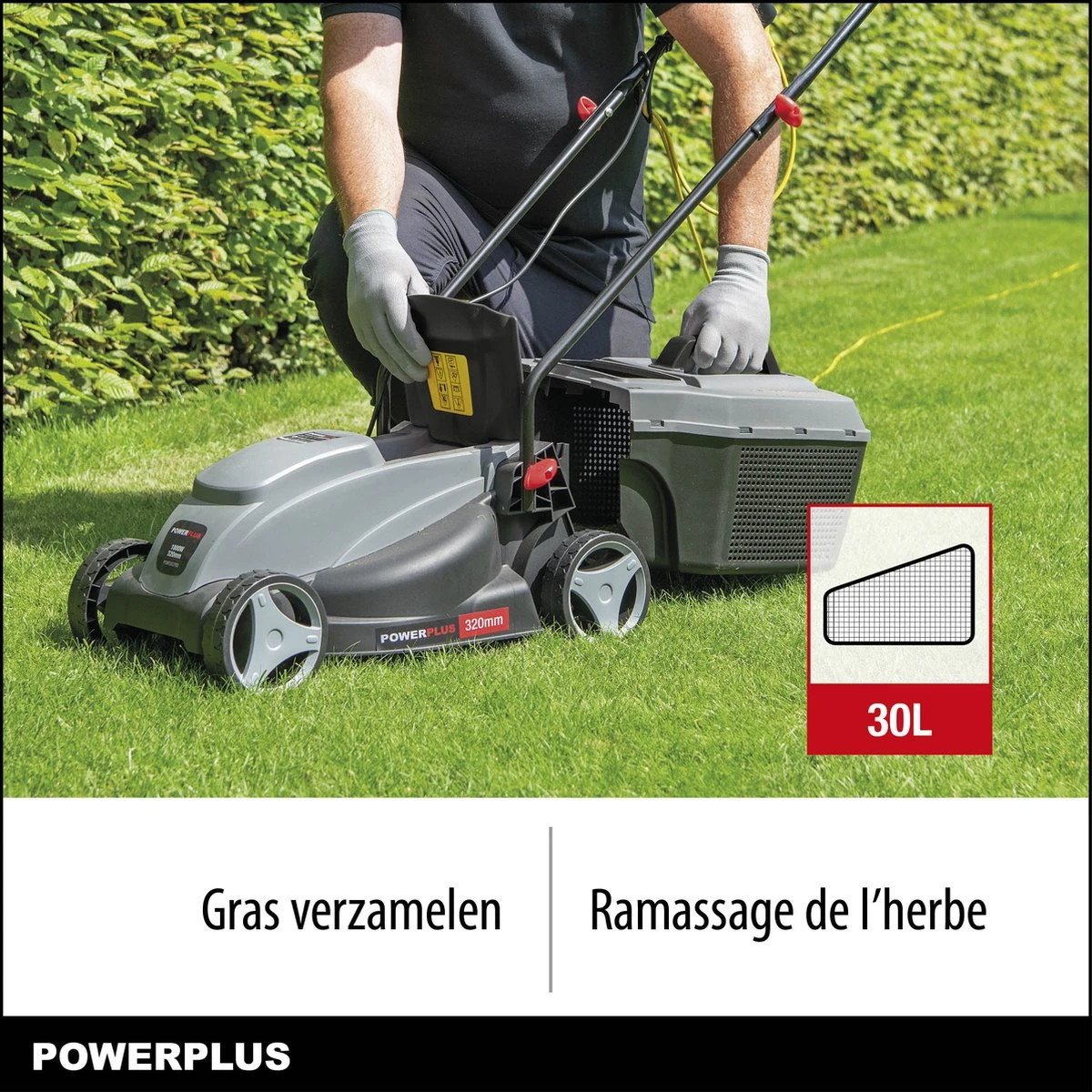 Powerplus POWEG63703 Elektrische Grasmaaier - Grasmachine Voor Kleine Tuin - 1000 W - 32cm Maaibreedte - 30L Opvangbak - Verstelbare Maaihoogte 3 Powerplus POWEG63703 Elektrische Grasmaaier - Grasmachine Voor Kleine Tuin - 1000 W - 32cm Maaibreedte - 30L Opvangbak - Verstelbare Maaihoogte - Afbeelding 3