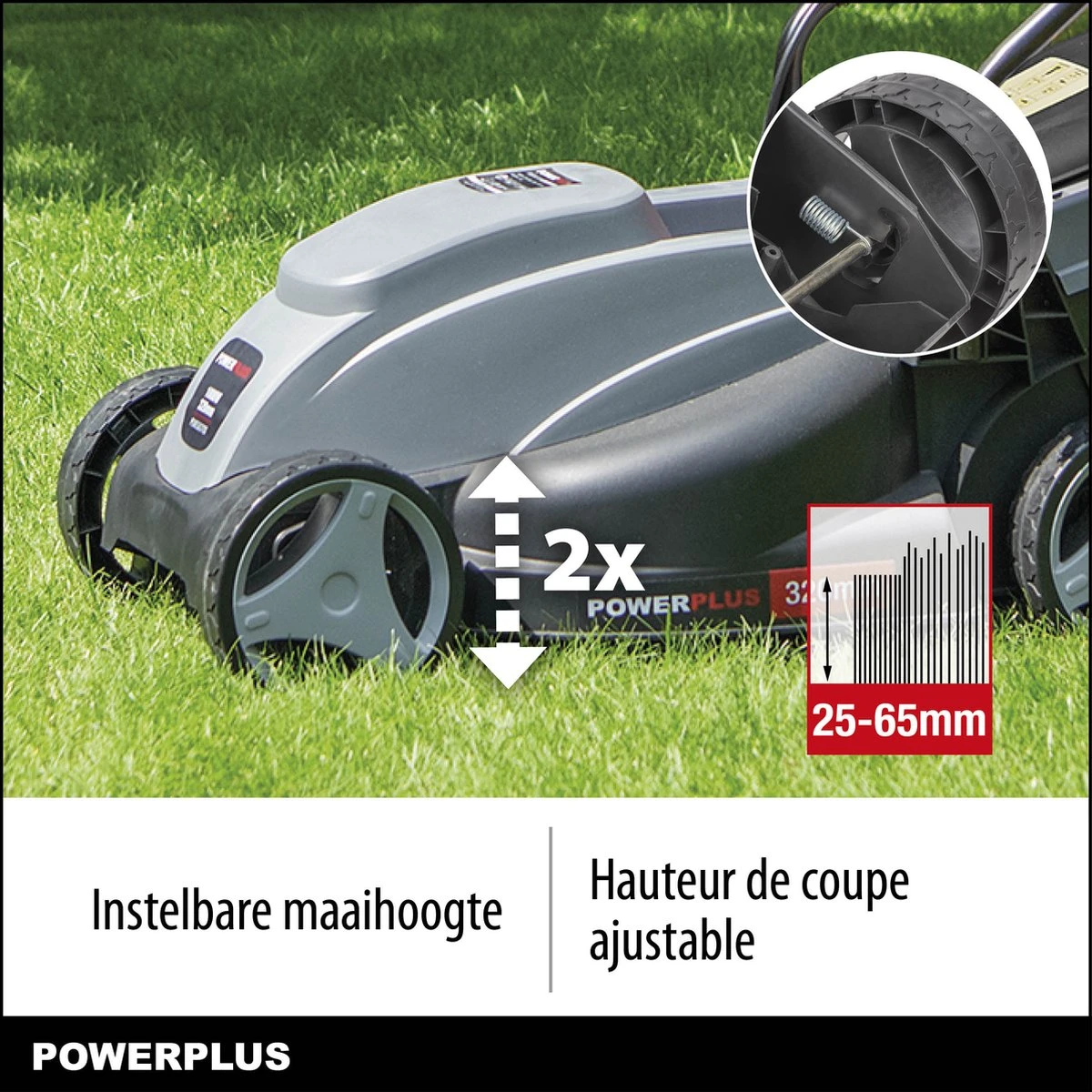 Powerplus POWEG63703 Elektrische Grasmaaier - Grasmachine Voor Kleine Tuin - 1000 W - 32cm Maaibreedte - 30L Opvangbak - Verstelbare Maaihoogte 5 Powerplus POWEG63703 Elektrische Grasmaaier - Grasmachine Voor Kleine Tuin - 1000 W - 32cm Maaibreedte - 30L Opvangbak - Verstelbare Maaihoogte - Afbeelding 5