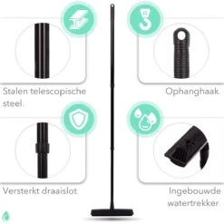 CLEANLY® Rubberen Bezem Met Vloerwisser - Kappersbezem - Zachte Bezem Binnen & Buiten - Vloertrekker Met Steel - 68-150 Cm -Merkloos Winkel 1200x1200 298