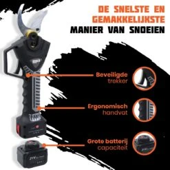 Reichlër® Elektrische Snoeischaar - 40 Mm Snijdiameter - 2x Accu - Anti-cut Functie - Heggenschaar - Takkenschaar - Zwart -Merkloos Winkel 1200x1200 30