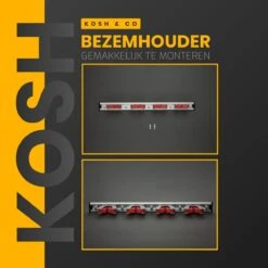 Merkloos Stevige Bezemhouder - Aluminium - Ophangsysteem Bezem - 5 Haken & 4 Houders - Gereedschaphouder - Opbergsysteem -Merkloos Winkel 1200x1200 319