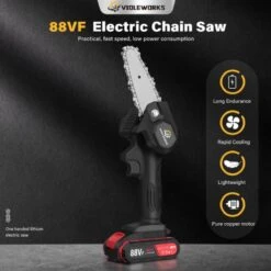 Violeworks® Accu Kettingzaag - Snoeizaag - Mini Kettingzaag - Handkettingzaag - Ook Voor Makita - Elektrische Kettingzaag - Elektrische Snoeischaar - Op Batterij - 2900 MAh - 1080W - 88V -Merkloos Winkel 1200x1200 443