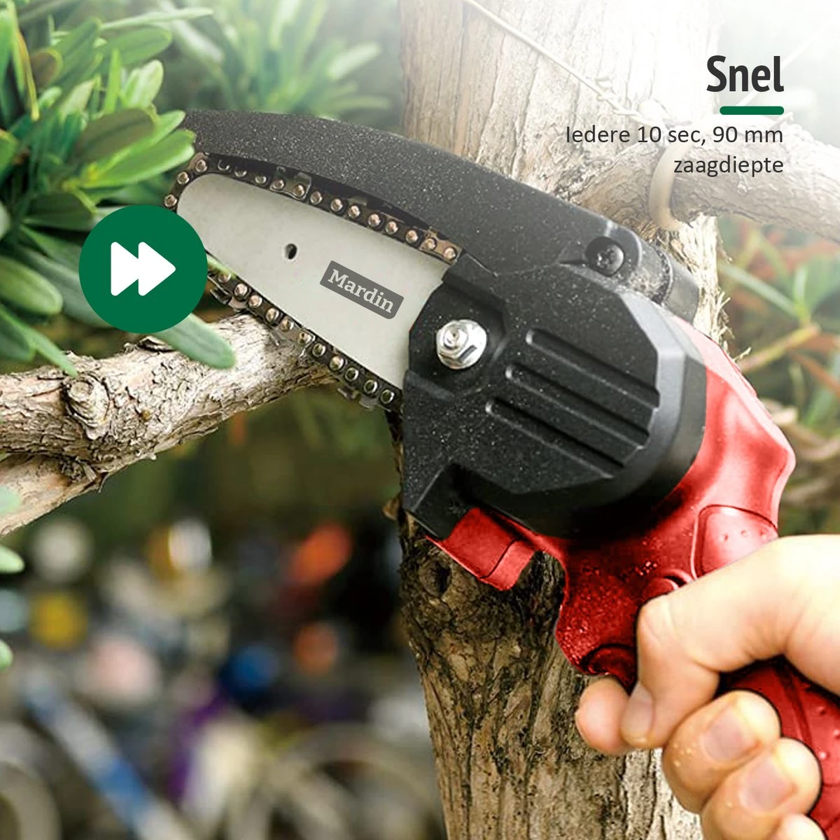 Mardin Mini Kettingzaag - Snoeizaag - Kettingzaag - Kettingzaag Electrisch Met 2 Accu - Inclusief Koffer - 1 Extra Accu - Rood 2 Mardin Mini Kettingzaag - Snoeizaag - Kettingzaag - Kettingzaag Electrisch Met 2 Accu - Inclusief Koffer - 1 Extra Accu - Rood - Afbeelding 2