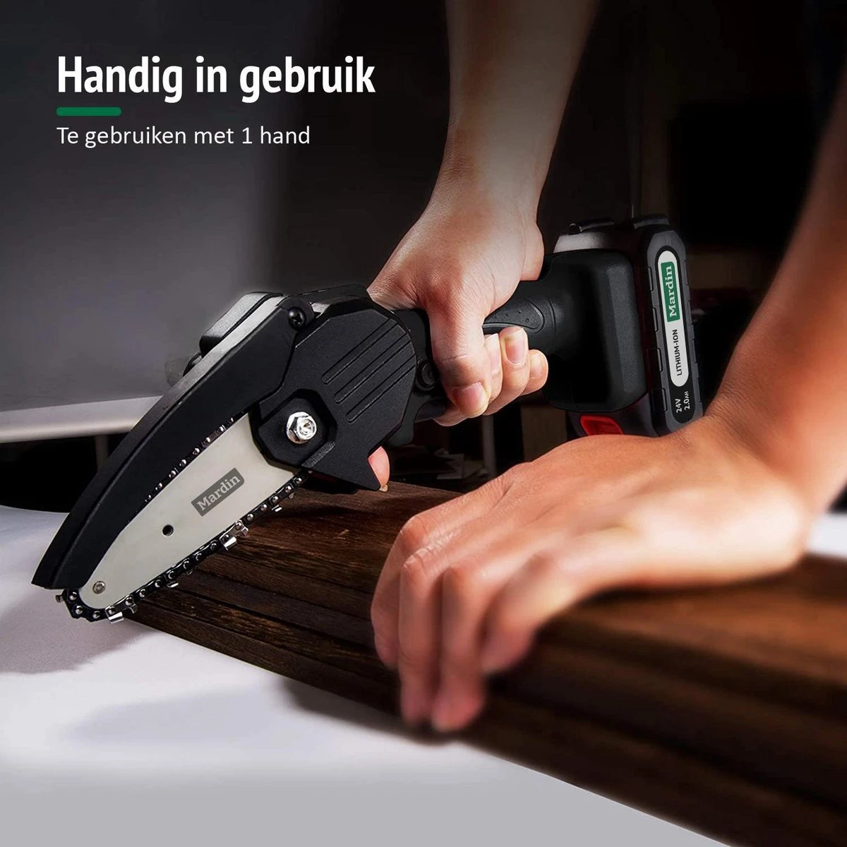 Mardin Mini Kettingzaag - Snoeizaag - Kettingzaag - Kettingzaag Electrisch Met 2 Accu - Inclusief Koffer - 1 Extra Accu - Zwart 2 Mardin Mini Kettingzaag - Snoeizaag - Kettingzaag - Kettingzaag Electrisch Met 2 Accu - Inclusief Koffer - 1 Extra Accu - Zwart - Afbeelding 2