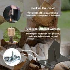 Miseru Houtklover – Geen Bijl Nodig – No Axe - Houtsplijter – Houtkliever – HANDMADE In Holland - Houtklover Voor Aanmaakhout – Metaal -Merkloos Winkel 1200x1200 525