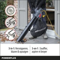 Powerplus POWEG9013 Elektrische Bladblazer - Bladzuiger En -versnipperaar - 3300W - Blazen - Zuigen - Versnipperen - Incl. 40L Opvangzak -Merkloos Winkel 1200x1200 716