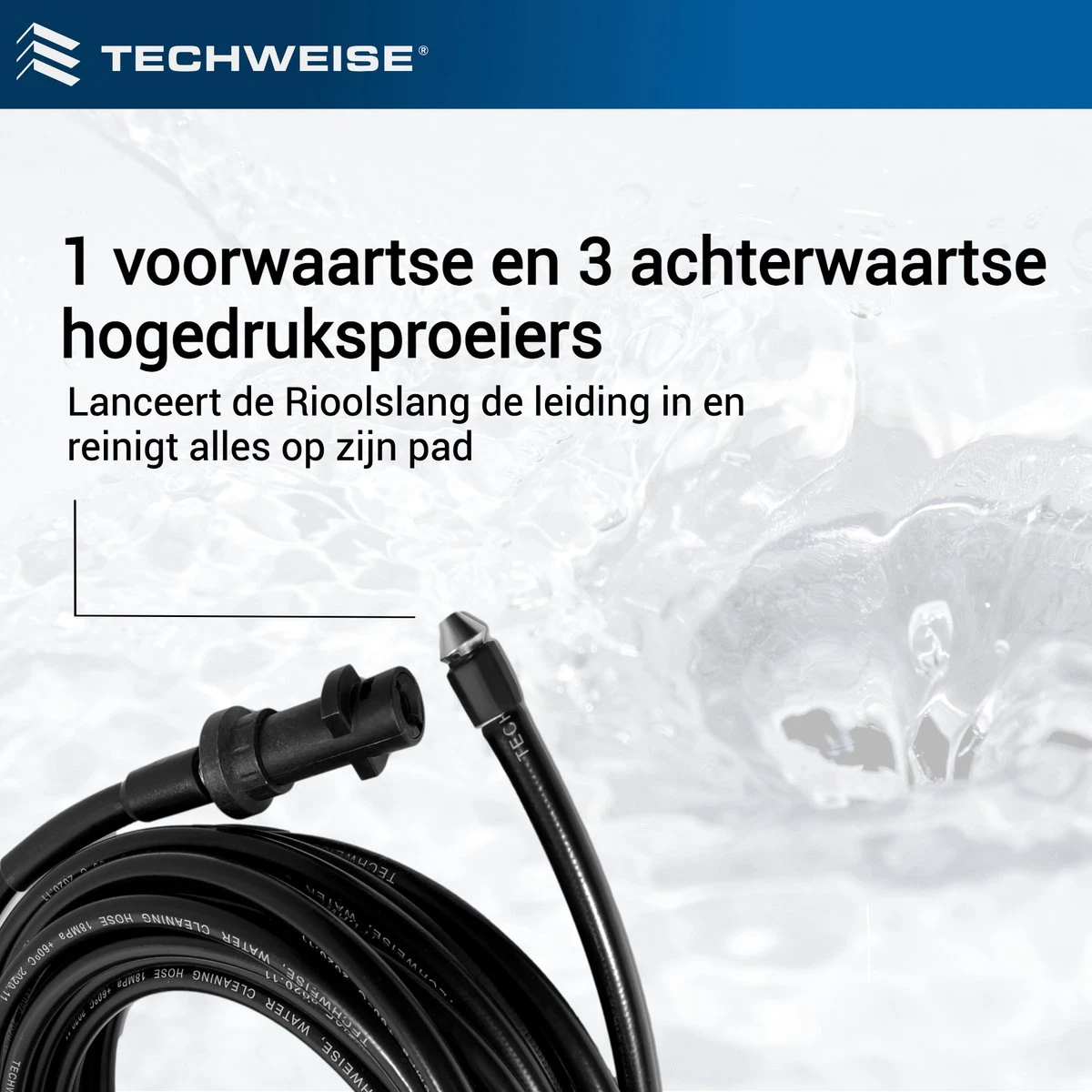 Techweise - Rioolslang Voor Kärcher K2 T/m K7 - 15M - Met Voorwaartse Hogedruksproeiers 9 Techweise - Rioolslang Voor Kärcher K2 T/m K7 - 15M - Met Voorwaartse Hogedruksproeiers - Afbeelding 9