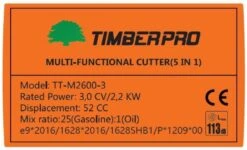 TIMBERPRO - 5-in-1 – Multitool – Benzine - Kettingzaag - Bosmaaier -Kantenmaaier - Haagschaar - Verlengstuk - 52 Cc. -Merkloos Winkel 1200x729