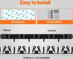 BOTC Bezemhouder - 5 Houders 6 Haken - Gereedschapshouder - Zeflklevend - Bezem Ophangsysteem - Ophanghaken - Tuingereedschap -Merkloos Winkel 1200x966